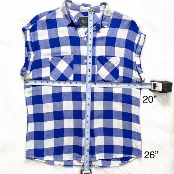 SOLD-Rails Cobalt Blue Buffalo Plaid Buttondown Top - Picture 8 of 8